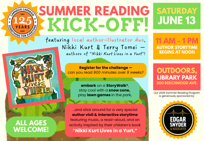 Summer Reading Kick-Off: Saturday, June 13th